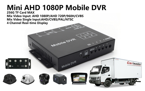 4CH Mini AHD 1080P Mobile DVR Kit 4 HD-kameralla