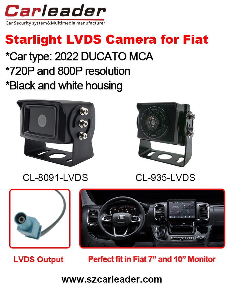 Carleader LVDS -ajoneuvon takakamera, joka sopii Fiat Ducatoon