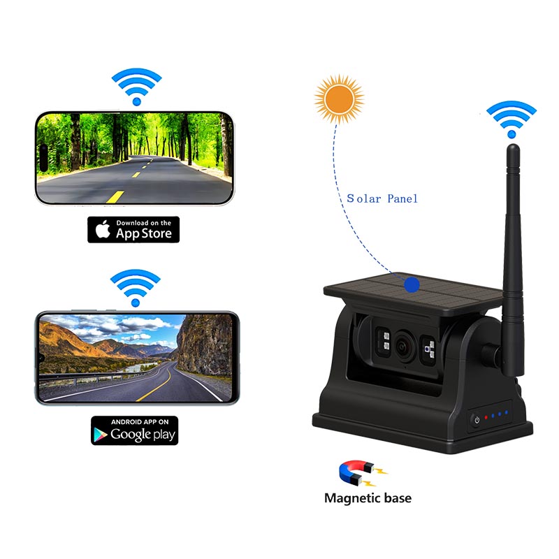 Magneettinen aurinkoenergia WiFi -langaton varmuuskopiokamera iOS Androidille