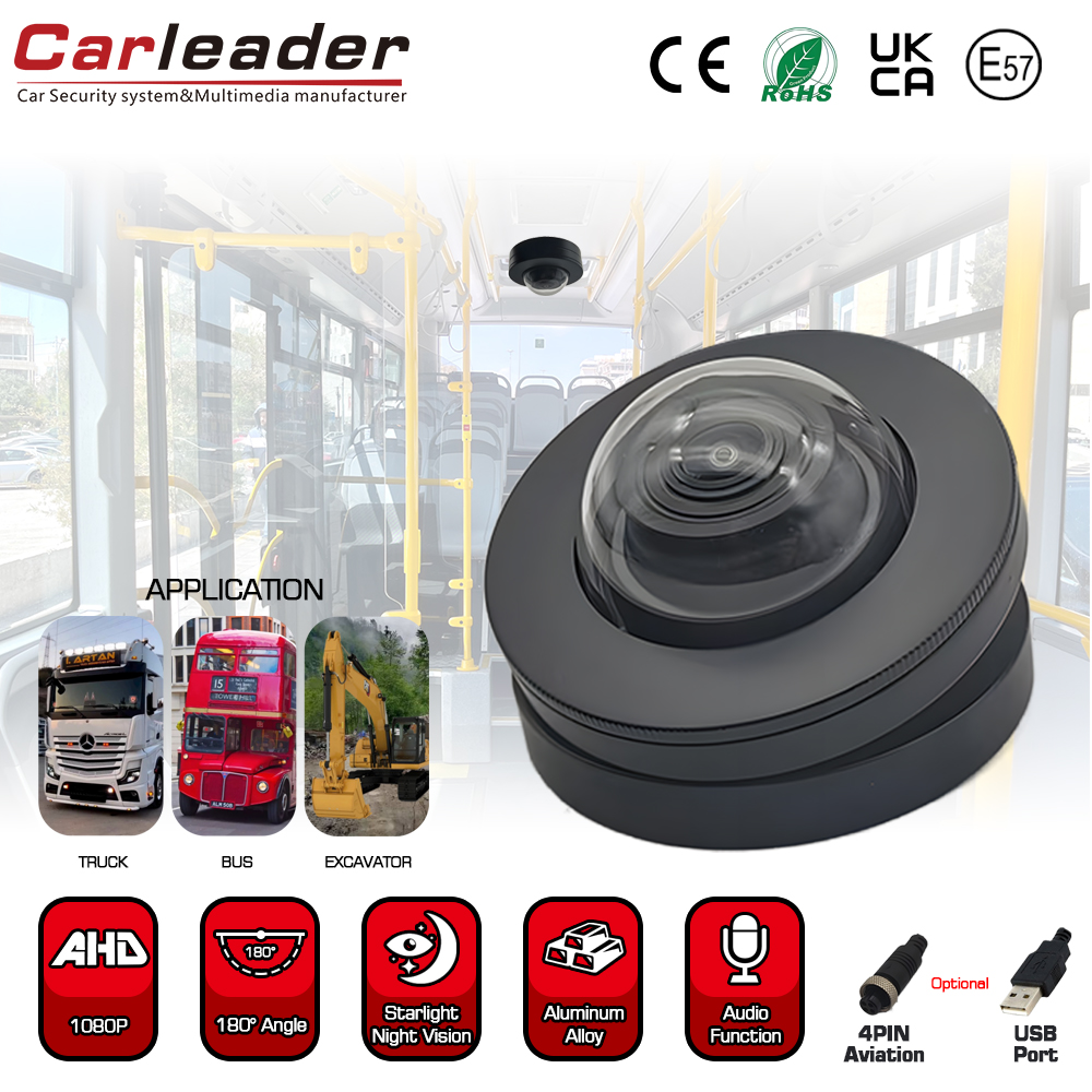 Carleader 180 asteen laajakulma HD 1080p DOME-ajoneuvokamera ajoneuvojen sisäiseen valvontaan