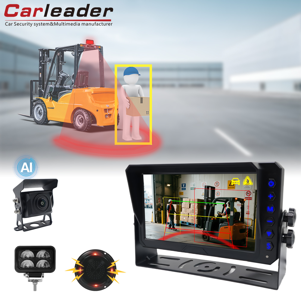 Carleader AI Detection Monitoring System U-muotoisella varoitusvalolla trukille