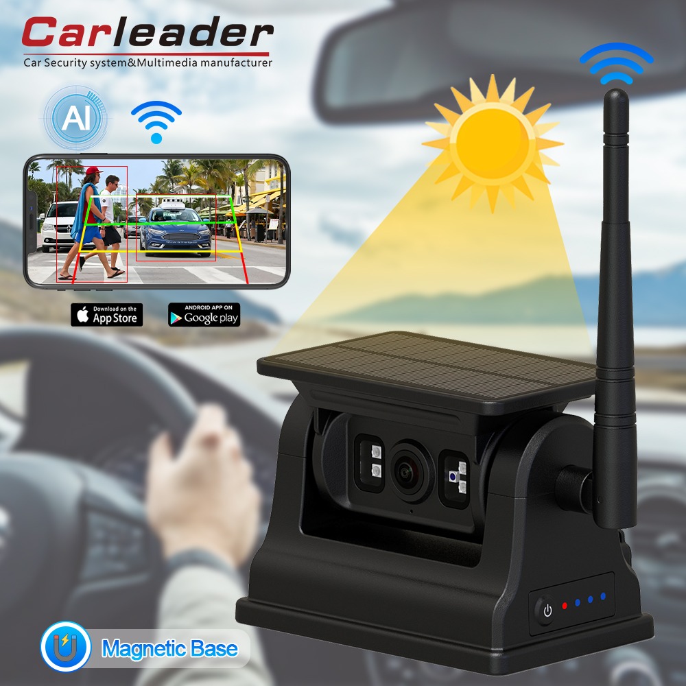 Carleader 1080P Magneettinen Solar WiFi Langaton RV-varmuuskopiokamera IOS Androidille